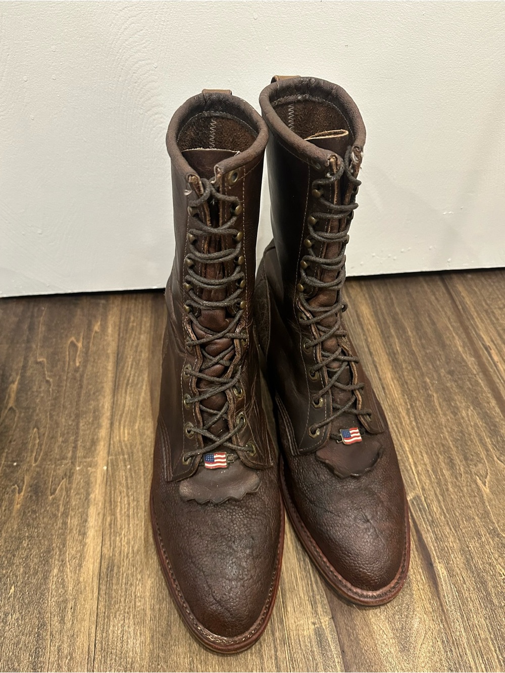 Chippewa Dark Brown Leather Lace-Up Work Boots - Picture 3 of 6